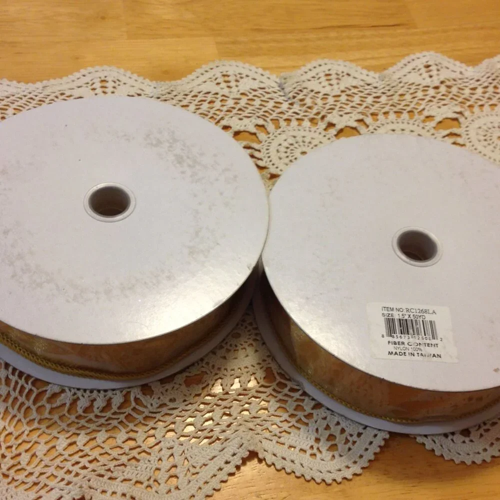 Gold Christmas or Thanksgiving Ribbon, gift ribbon or to make wreaths